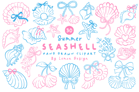 Download Summer Seashell PNG Line Art Bundle - Line art Collection
