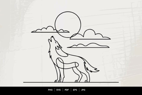 Download Howling Wolf Line Art SVG - Line art Collection