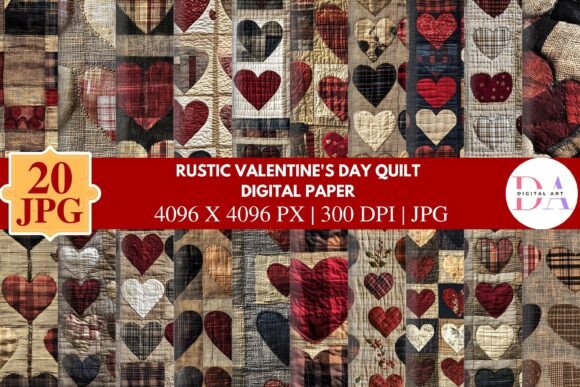 Download Rustic Valentine's Day Quilt Digital Pap - Premium Resources