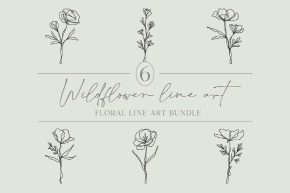Download Flower Line Art Bundle | Floral Graphics - Line art Collection