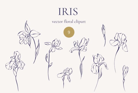 Download Iris Flowers. Vector Line Art Flowers - Line art Collection