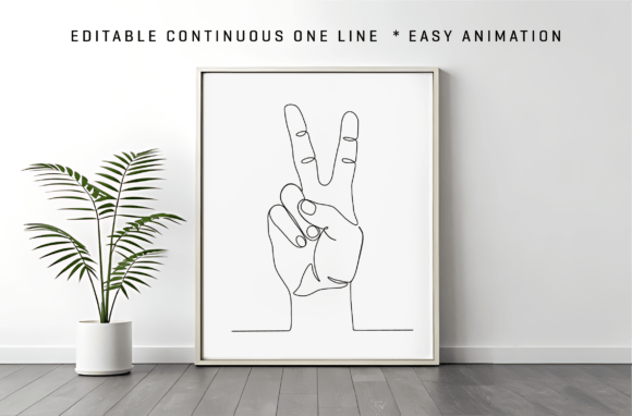 Download Minimalist Line Art Hand Peace Gesture - Line art Collection