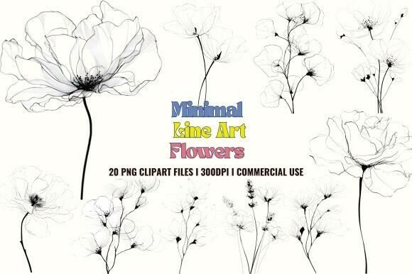Download Minimal Line Art Flowers Clipart - Line art Collection