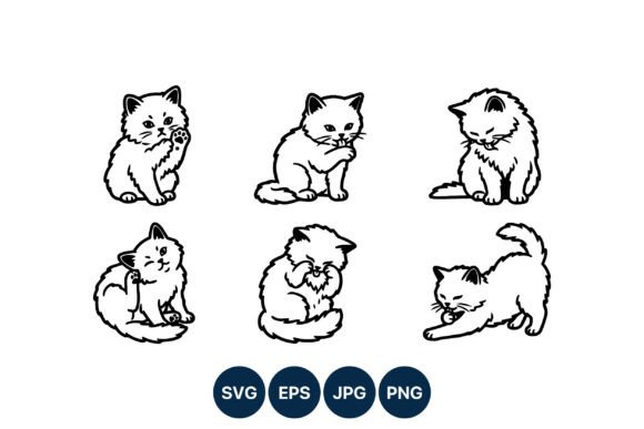 Download Cute Black and White Kitten Line Art - Line art Collection