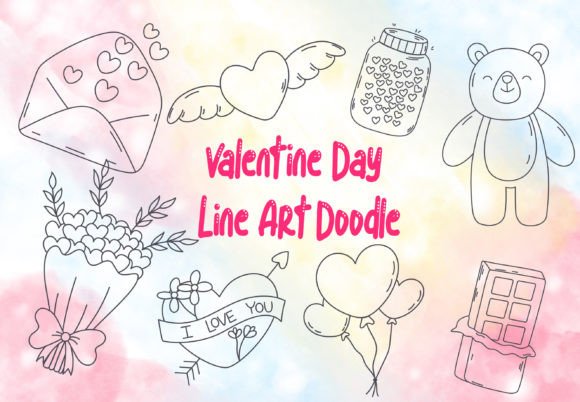 Download Valentine Line Art Doodle Vol.1 - Line art Collection