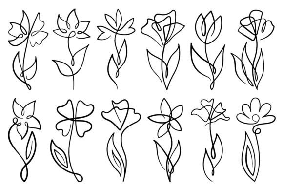 Download Line Art Flowers with Single Line - Line art Collection