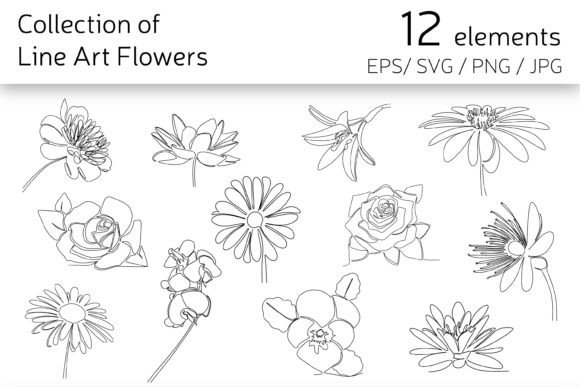 Download Line Art Flowers - Line art Collection
