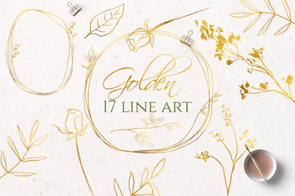 Download Gold Line Art Flowers Clipart - Line art Collection