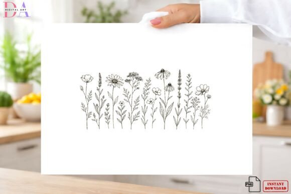 Download Minimalist Wildflower Line Art PNG - Line art Collection