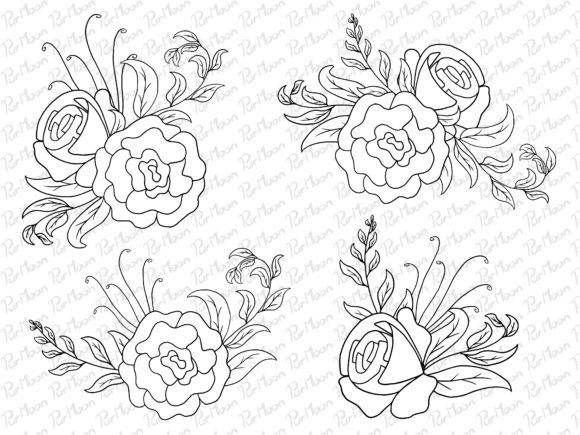 Download Line Art Flowers Arrangements - Line art Collection
