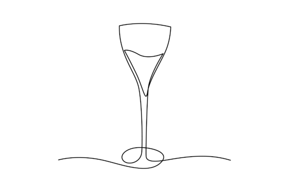 Download One Line Arts of Wine Glass - Line art Collection