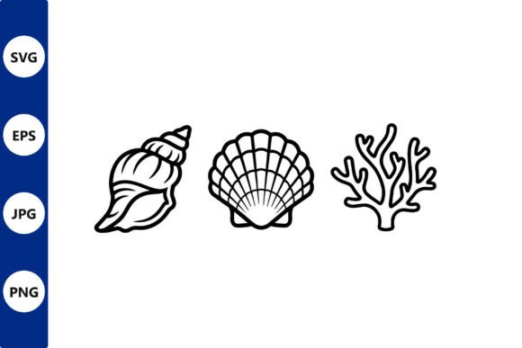 Download Shell Line Art Set Conch Scallop Coral - Line art Collection