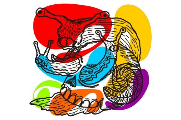 Download 3 Head Snail with Skull Shell Line Art - Line art Collection