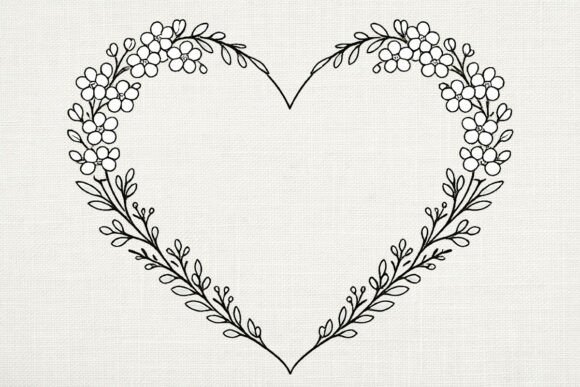 Download Floral Heart Line Art PNG - Line art Collection