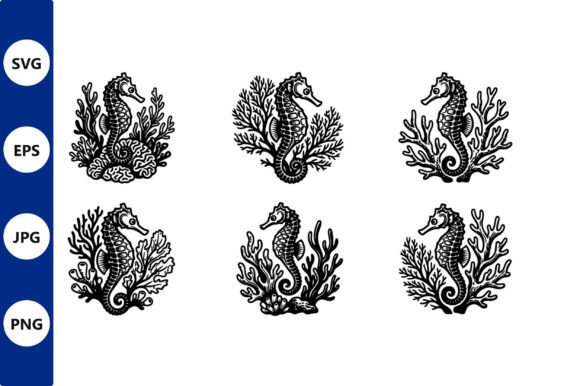 Download Seahorse Line Art Coastal Decor - Line art Collection