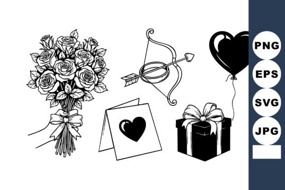 Download Monochrome Valentine Line Art Set - Line art Collection