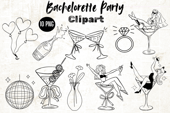 Download Bachelorette Party Clipart, Line Art Png - Line art Collection