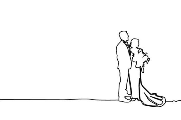 Download Abstract Line Art Couple Wedding Design - Line art Collection