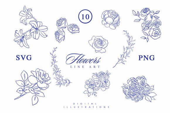 Download Botanical Line Art Flowers - Line art Collection