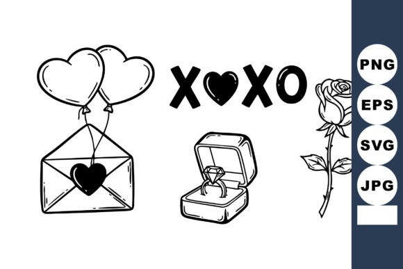Download Valentine Line Art Clipart Set - Line art Collection
