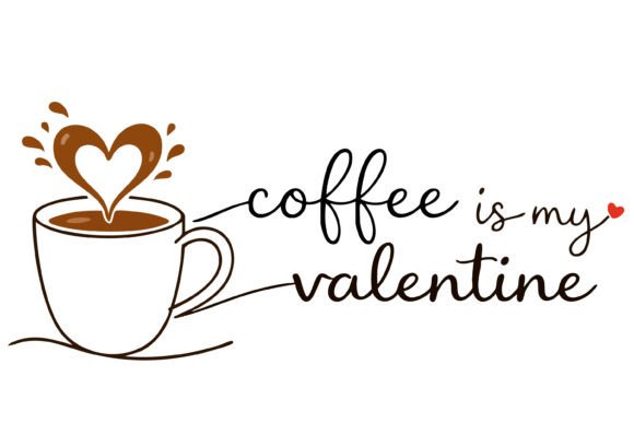 Download Coffee is My Valentine Line Art SVG - Line art Collection