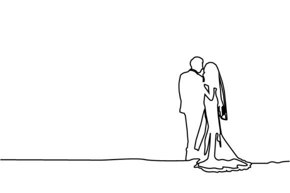 Download Abstract Line Art Couple Wedding Design - Line art Collection