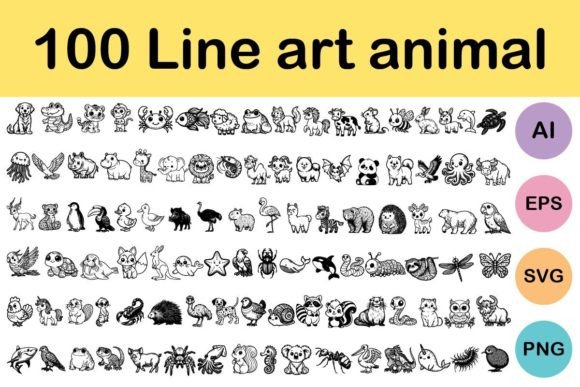Download 100 Line Art Animal - Line art Collection