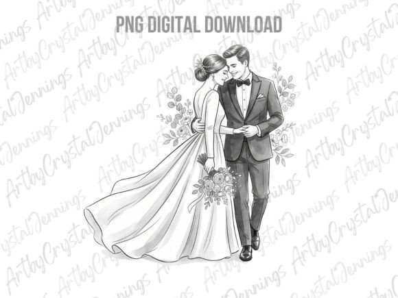 Download Wedding Couple Line Art PNG - Line art Collection