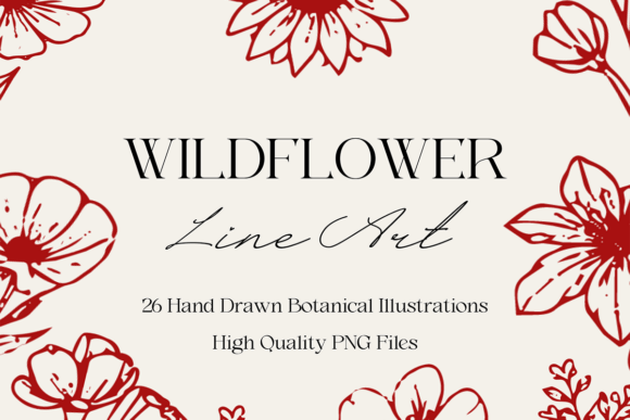 Download Wildflower Line Art PNG Bundle - Line art Collection