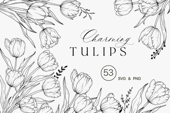 Download Tulip Flower Line Art Clipart SVG - Line art Collection