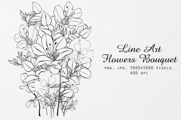 Download Line Art Flowers Bouquet - Line art Collection