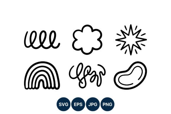 Download Abstract Curved Line Art Doodle Set - Line art Collection