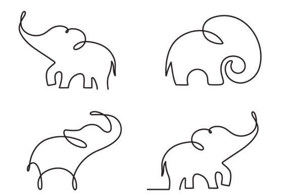 Download Elephant Single Line Art Set - Line art Collection