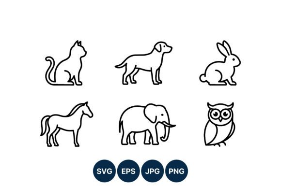 Download Black and White Animal Line Art Icons - Line art Collection