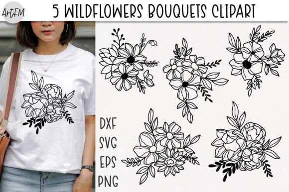 Download Wildflower Bouquets | Line Art Flowers - Line art Collection