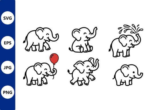 Download Elephant Line Art Set - Line art Collection
