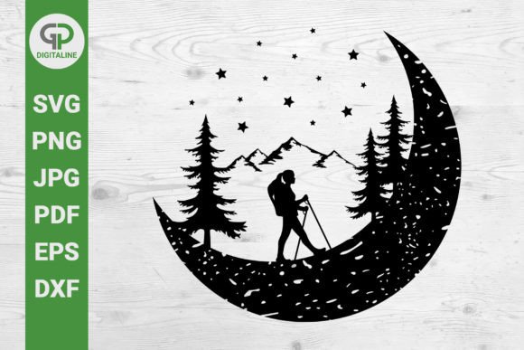 Download Walking on the Moon SVG, Girl Hiking SVG - Hiking Collection